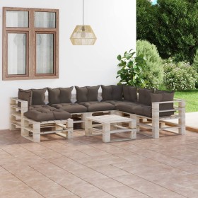 8-piece pallet garden furniture with pine wood cushions by vidaXL, Garden sets - Ref: Foro24-3066161, Price: 602,99 €, Discou...