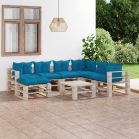 8-piece pallet garden furniture with pine wood cushions by vidaXL, Garden sets - Ref: Foro24-3066165, Price: 597,92 €, Discou...