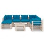 8-piece pallet garden furniture with pine wood cushions by vidaXL, Garden sets - Ref: Foro24-3066165, Price: 597,99 €, Discou...