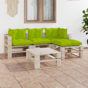 5-piece pallet garden furniture with pine wood cushions by vidaXL, Garden sets - Ref: Foro24-3066185, Price: 418,99 €, Discou...