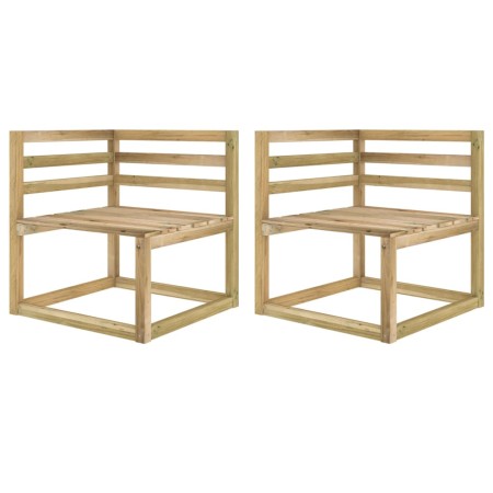 Garten-Ecksofas aus Paletten, 2 Einheiten, grün imprägniertes Holz von vidaXL, Modulare Sofas für den Außenbereich - Ref: For...