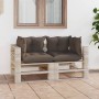 2-seater pallet garden sofa with pine wood cushions by vidaXL, Garden sets - Ref: Foro24-3066101, Price: 209,99 €, Discount: %