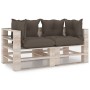 2-seater pallet garden sofa with pine wood cushions by vidaXL, Garden sets - Ref: Foro24-3066101, Price: 209,99 €, Discount: %