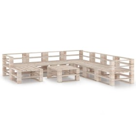 9-teiliges Gartenmöbel-Set aus Paletten aus Kiefernholz von vidaXL, Gartensets - Ref: Foro24-3066027, Preis: 413,99 €, Rabatt: %