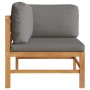 Ecksofa aus massivem Teakholz mit dunkelgrauen Kissen von vidaXL, Modulare Sofas für den Außenbereich - Ref: Foro24-316111, P...