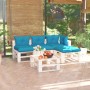 5-piece pallet garden furniture with pine wood cushions by vidaXL, Garden sets - Ref: Foro24-3066255, Price: 378,54 €, Discou...