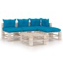 5-piece pallet garden furniture with pine wood cushions by vidaXL, Garden sets - Ref: Foro24-3066255, Price: 378,54 €, Discou...