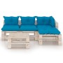 5-piece pallet garden furniture with pine wood cushions by vidaXL, Garden sets - Ref: Foro24-3066255, Price: 378,54 €, Discou...