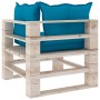 5-piece pallet garden furniture with pine wood cushions by vidaXL, Garden sets - Ref: Foro24-3066255, Price: 378,54 €, Discou...