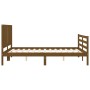 Double bed frame with honey brown wooden headboard by vidaXL, Beds and slatted bases - Ref: Foro24-3194774, Price: 160,99 €, ...