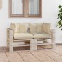 2-seater pallet garden sofa with pine wood cushions by vidaXL, Garden sets - Ref: Foro24-3066103, Price: 210,83 €, Discount: %