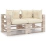 2-seater pallet garden sofa with pine wood cushions by vidaXL, Garden sets - Ref: Foro24-3066103, Price: 210,83 €, Discount: %