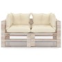 2-seater pallet garden sofa with pine wood cushions by vidaXL, Garden sets - Ref: Foro24-3066103, Price: 210,83 €, Discount: %