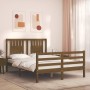 Honey brown solid wood bed frame and headboard 120x200 cm by vidaXL, Beds and slatted bases - Ref: Foro24-3194569, Price: 137...