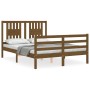 Honey brown solid wood bed frame and headboard 120x200 cm by vidaXL, Beds and slatted bases - Ref: Foro24-3194569, Price: 137...