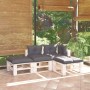 Muebles de jardín de palets 4 pzas con cojines madera de pino de vidaXL, Conjuntos de jardín - Ref: Foro24-3066235, Precio: 2...