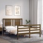 Honey brown solid wood bed frame and headboard 120x200 cm by vidaXL, Beds and slatted bases - Ref: Foro24-3194569, Price: 137...