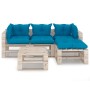 5-piece pallet garden furniture with pine wood cushions by vidaXL, Garden sets - Ref: Foro24-3066180, Price: 418,49 €, Discou...