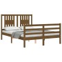 Honey brown solid wood bed frame and headboard 120x200 cm by vidaXL, Beds and slatted bases - Ref: Foro24-3194569, Price: 137...