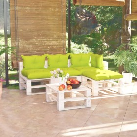 5-piece pallet garden furniture with pine wood cushions by vidaXL, Garden sets - Ref: Foro24-3066260, Price: 385,99 €, Discou...