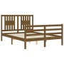 Estructura cama y cabecero madera maciza marrón miel 120x200 cm de vidaXL, Camas y somieres - Ref: Foro24-3194569, Precio: 13...