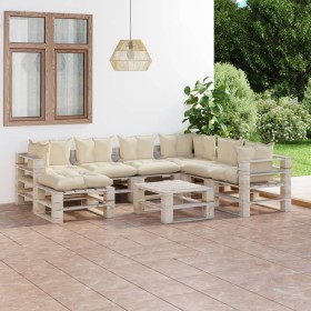 8-piece pallet garden furniture with pine wood cushions by vidaXL, Garden sets - Ref: Foro24-3066163, Price: 608,99 €, Discou...