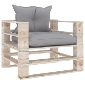 Garden pallet sofa with gray cushions made of pine wood by vidaXL, Outdoor sofas - Ref: Foro24-3066044, Price: 90,99 €, Disco...