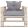 Gartenpalettensofa mit grauen Kiefernholzkissen von vidaXL, Outdoor-Sofas - Ref: Foro24-3066044, Preis: 90,99 €, Rabatt: %