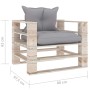 Gartenpalettensofa mit grauen Kiefernholzkissen von vidaXL, Outdoor-Sofas - Ref: Foro24-3066044, Preis: 90,99 €, Rabatt: %