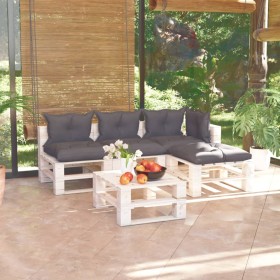 5-piece pallet garden furniture with pine wood cushions by vidaXL, Garden sets - Ref: Foro24-3066250, Price: 385,99 €, Discou...