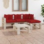 Muebles de jardín de palets 5 pzas con cojines madera de pino de vidaXL, Conjuntos de jardín - Ref: Foro24-3066182, Precio: 3...