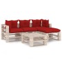 5-piece pallet garden furniture with pine wood cushions by vidaXL, Garden sets - Ref: Foro24-3066182, Price: 395,16 €, Discou...