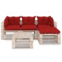 5-piece pallet garden furniture with pine wood cushions by vidaXL, Garden sets - Ref: Foro24-3066182, Price: 395,16 €, Discou...