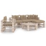 Garden furniture made of 6-piece pallets and pine wood cushions by vidaXL, Garden sets - Ref: Foro24-3066192, Price: 493,99 €...