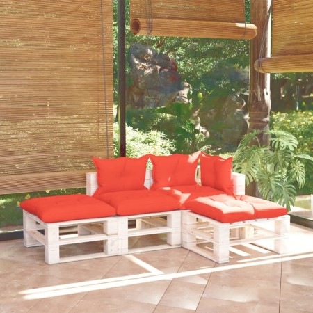 Muebles de jardín de palets 4 pzas con cojines madera de pino de vidaXL, Conjuntos de jardín - Ref: Foro24-3066242, Precio: 2...