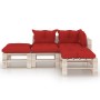 4-piece pallet garden furniture with pine wood cushions by vidaXL, Garden sets - Ref: Foro24-3066242, Price: 261,99 €, Discou...