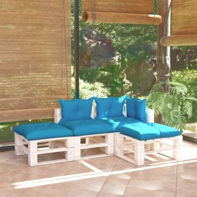 4-piece pallet garden furniture with pine wood cushions by vidaXL, Garden sets - Ref: Foro24-3066240, Price: 270,98 €, Discou...