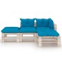 4-piece pallet garden furniture with pine wood cushions by vidaXL, Garden sets - Ref: Foro24-3066240, Price: 270,99 €, Discou...