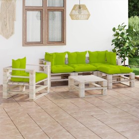 Garden furniture made of 6-piece pallets and pine wood cushions by vidaXL, Garden sets - Ref: Foro24-3066200, Price: 492,47 €...