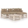 5-piece pallet garden furniture with pine wood cushions by vidaXL, Garden sets - Ref: Foro24-3066252, Price: 387,53 €, Discou...