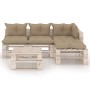 5-piece pallet garden furniture with pine wood cushions by vidaXL, Garden sets - Ref: Foro24-3066252, Price: 387,53 €, Discou...