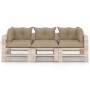 3-seater pallet garden sofa with pine wood cushions by vidaXL, Garden sets - Ref: Foro24-3066117, Price: 274,99 €, Discount: %