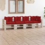 4-seater pallet garden sofa with pine wood cushions by vidaXL, Garden sets - Ref: Foro24-3066137, Price: 377,42 €, Discount: %