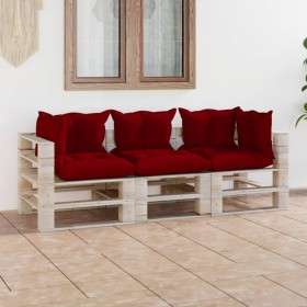 3-seater pallet garden sofa with pine wood cushions by vidaXL, Garden sets - Ref: Foro24-3066123, Price: 256,99 €, Discount: %