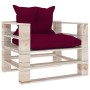 Garden pallet sofa with red pine wood cushions by vidaXL, Outdoor sofas - Ref: Foro24-3066048, Price: 86,02 €, Discount: %