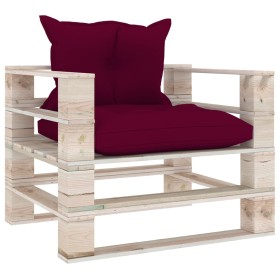 Garden pallet sofa with red pine wood cushions by vidaXL, Outdoor sofas - Ref: Foro24-3066048, Price: 86,99 €, Discount: %