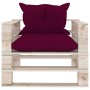 Garden pallet sofa with red pine wood cushions by vidaXL, Outdoor sofas - Ref: Foro24-3066048, Price: 86,99 €, Discount: %