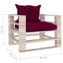 Garden pallet sofa with red pine wood cushions by vidaXL, Outdoor sofas - Ref: Foro24-3066048, Price: 86,99 €, Discount: %