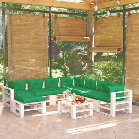 Muebles de jardín de palets 9 pzas y cojines madera de pino de vidaXL, Conjuntos de jardín - Ref: Foro24-3066226, Precio: 719...