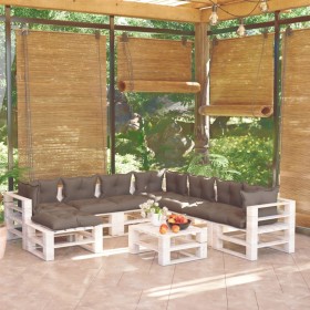 9-piece pallet garden furniture and pine wood cushions by vidaXL, Garden sets - Ref: Foro24-3066221, Price: 712,99 €, Discoun...